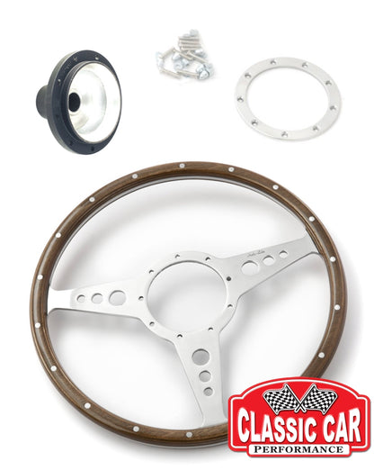 Moto-Lita Steering Wheel Conversion Kit - 15" Drilled - Austin Healey Non-Adjustable Steering Column