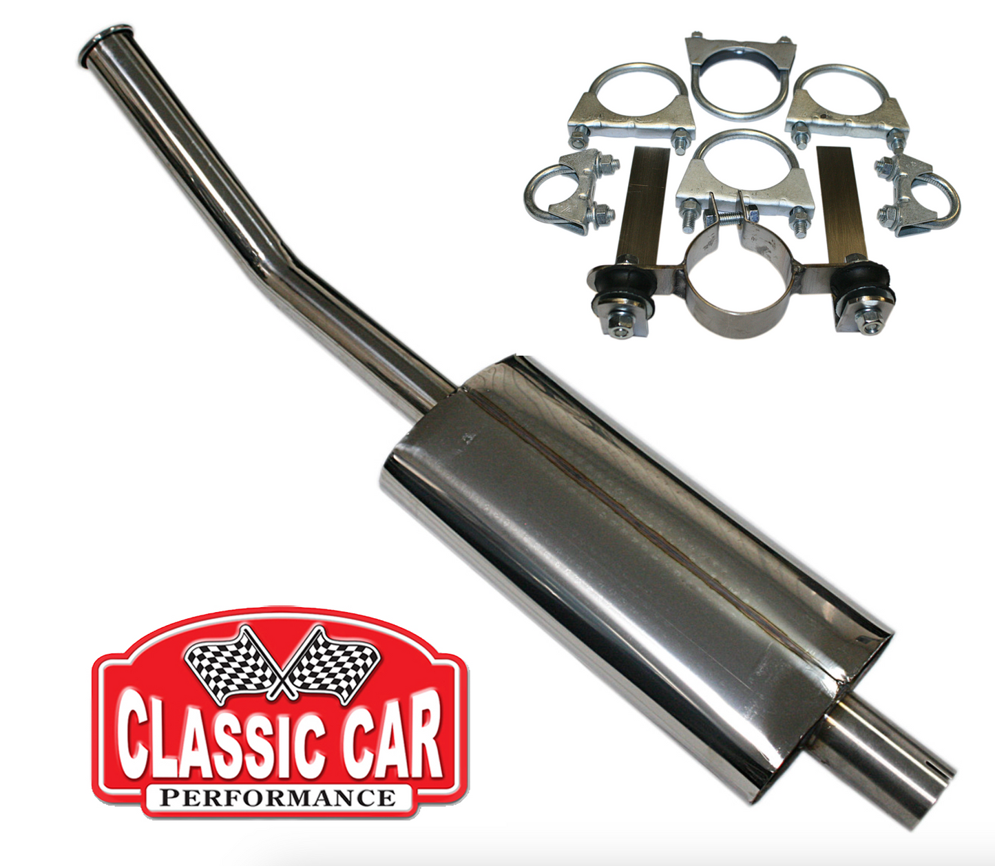 Triumph TR6 Stainless Steel Exhaust Silencer and Mounting Kit